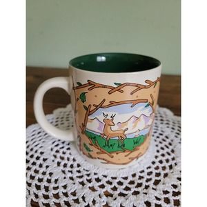 KIC Korea Ceramic Mug deer Signed Kane Vintage